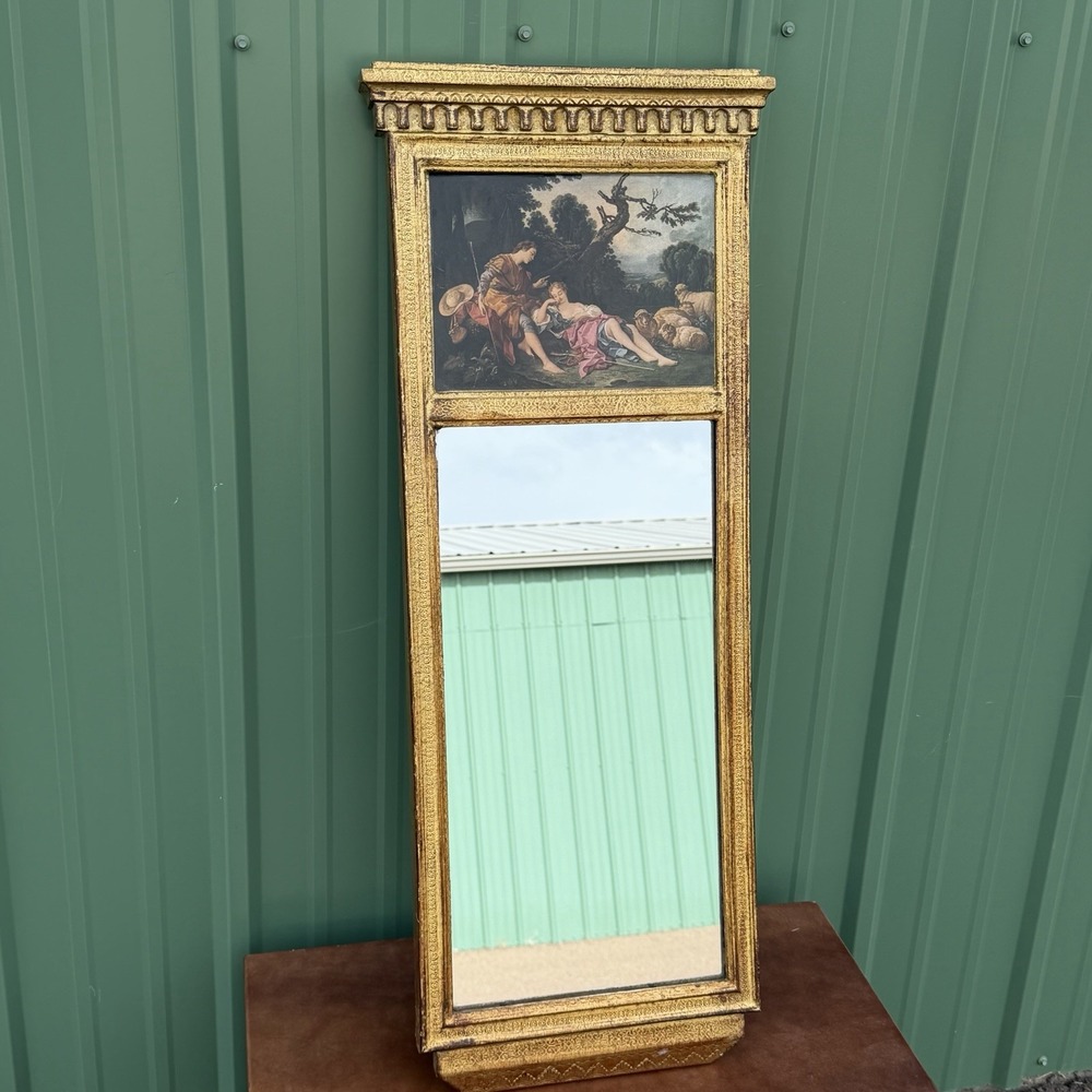 VTG French Style Trumeau Wall Mirror The Sleeping Shepherdess Hollywood Regency